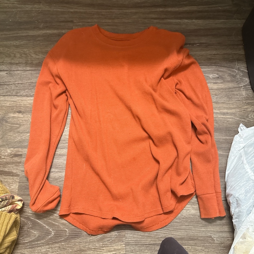 Time and Tru Rust Waffle Knit Top